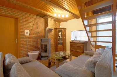 Ein Sitzbereich in der Unterkunft Dat lütte Hus