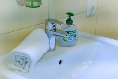 Ein Badezimmer in der Unterkunft Strandhochhaus SC12