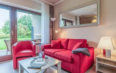 Ein Sitzbereich in der Unterkunft Kleine Nordseeoase am Deich