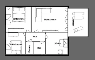 Grundriss der Unterkunft Die große Cuxoase FeWo 1