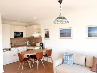 Küche/Küchenzeile in der Unterkunft Haus Nordseeblick Wohnung 23