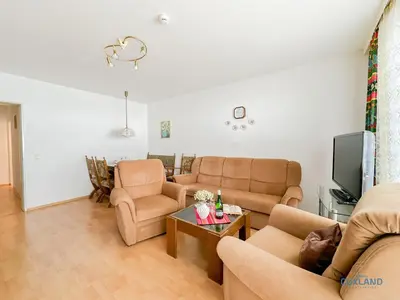 Ein Sitzbereich in der Unterkunft Haus Nordseeblick Wohnung 1