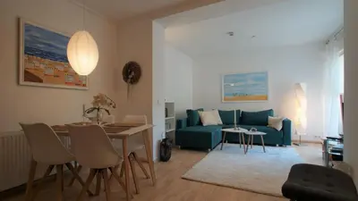 Ein Sitzbereich in der Unterkunft Ferienhaus Sternmöwe Cuxhaven