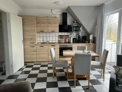 Küche/Küchenzeile in der Unterkunft Im Heidedorf Haus to Baben