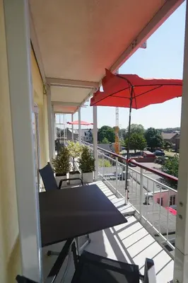 Ein Balkon oder eine Terrasse in der Unterkunft Aparthotel Am Meer