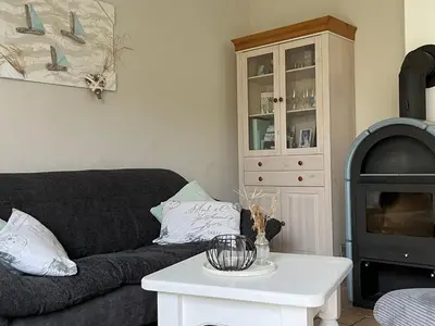 Ein Sitzbereich in der Unterkunft Ferienhaus Nordseejuwel