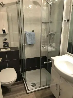 Ein Badezimmer in der Unterkunft Ferienwohnung 307 - mit seitlichem Meerblick