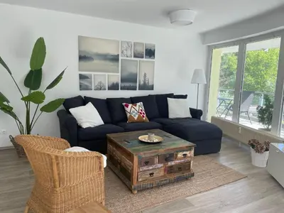 Ein Sitzbereich in der Unterkunft Strandhaus Nordseebrandung Fewo A1.5