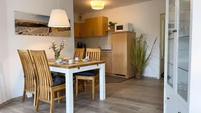 Küche/Küchenzeile in der Unterkunft Strandhaus Nordseebrandung Fewo A3.3