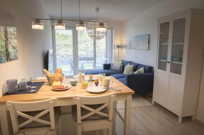 Ein Sitzbereich in der Unterkunft Strandhaus Nordseebrandung Fewo B3.4