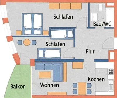 Grundriss der Unterkunft Strandhaus Nordseebrandung Fewo B3.4