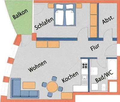 Grundriss der Unterkunft Strandhaus Nordseebrandung Fewo B1.2