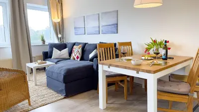 Ein Sitzbereich in der Unterkunft Strandhaus Nordseebrandung Fewo B3.2