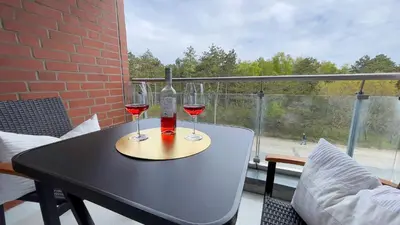 Ein Balkon oder eine Terrasse in der Unterkunft Strandhaus Nordseebrandung Fewo A4.3