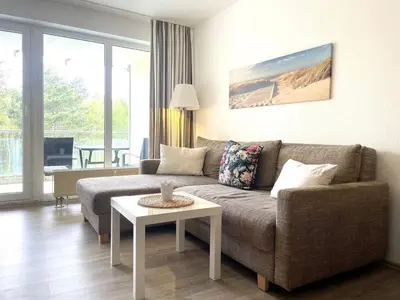 Ein Sitzbereich in der Unterkunft Strandhaus Nordseebrandung Fewo B3.1