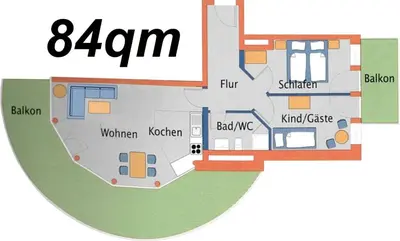 Grundriss der Unterkunft Strandhaus Nordseebrandung Fewo D1.5