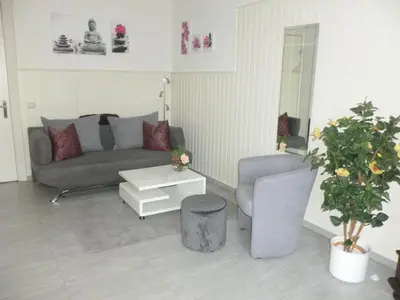 Ein Sitzbereich in der Unterkunft Ferienwohnung Plett