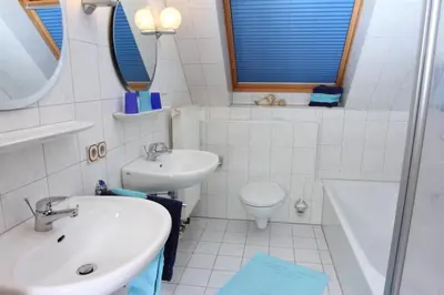 Ein Badezimmer in der Unterkunft Ferienhof Lafrenz