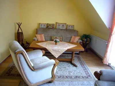 Ein Sitzbereich in der Unterkunft Apartment kleine Robbe