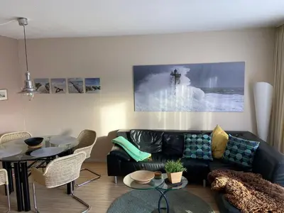 Ein Sitzbereich in der Unterkunft Ferienwohnung Witthöhn 8