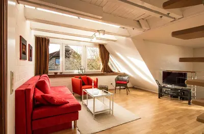 Ein Sitzbereich in der Unterkunft Ferienwohnung Gilg