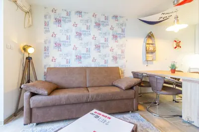 Ein Sitzbereich in der Unterkunft Urlaub mit Seesicht Haus Nautic Whg.709