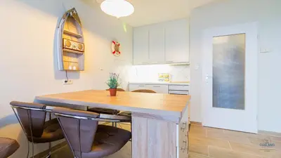 Küche/Küchenzeile in der Unterkunft Urlaub mit Seesicht Haus Nautic Whg.709