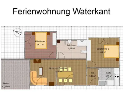 Grundriss der Unterkunft Ferienwohnung Waterkant