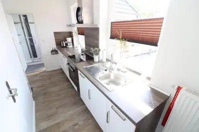Küche/Küchenzeile in der Unterkunft Appartementhaus Kogge Wohnung 4