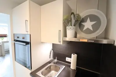 Küche/Küchenzeile in der Unterkunft Appartementhaus Kogge Wohnung 8