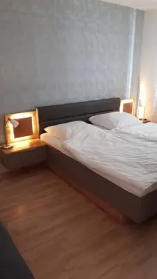 Ein Bett oder Betten in einem Zimmer der Unterkunft Ferienwohnung Haus Möwe