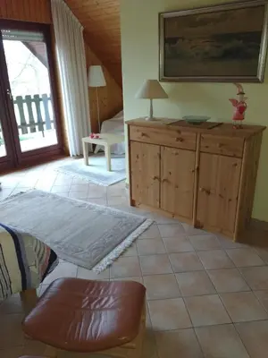 Ein Sitzbereich in der Unterkunft Apartment Scharhörn