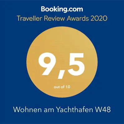 Ein Zertifikat, Auszeichnung, Logo oder anderes Dokument, das in der Unterkunft Wohnen am Yachthafen W48 ausgestellt ist