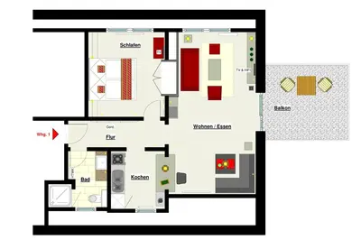 Grundriss der Unterkunft dat geele hus 1