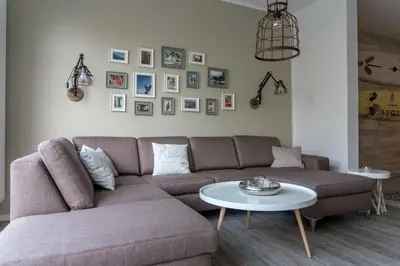Ein Sitzbereich in der Unterkunft Beachhouse