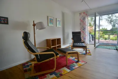 Ein Sitzbereich in der Unterkunft Ferienhaus Scholien