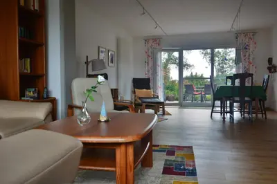 Ein Sitzbereich in der Unterkunft Ferienhaus Scholien