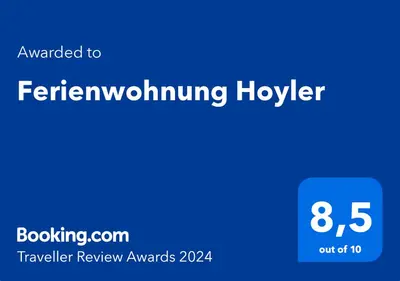 Ein Zertifikat, Auszeichnung, Logo oder anderes Dokument, das in der Unterkunft Ferienwohnung Hoyler ausgestellt ist