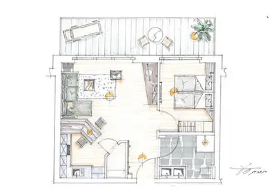 Grundriss der Unterkunft Wohnung 11 im Palais am Meer II