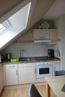 Küche/Küchenzeile in der Unterkunft Grüne Düne Meerblick Friedrichskoog Spitze