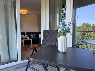 Ein Balkon oder eine Terrasse in der Unterkunft Ferienwohnung Nordseebrandung A3.3