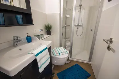 Ein Badezimmer in der Unterkunft Am Sahlenburger Strand 04