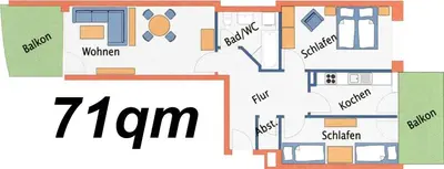 Grundriss der Unterkunft Ferienwohnung Nordseebrandung B3.1