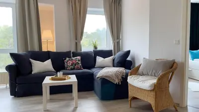 Ein Sitzbereich in der Unterkunft Ferienwohnung Nordseebrandung B1.3