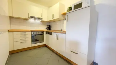 Küche/Küchenzeile in der Unterkunft Ferienwohnung Nordseebrandung B1.3