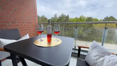 Ein Balkon oder eine Terrasse in der Unterkunft Ferienwohnung Nordseebrandung B1.3
