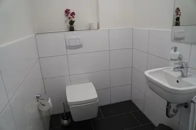 Ein Badezimmer in der Unterkunft Ferienwohnung 'Hohe Geest Whg. 6'