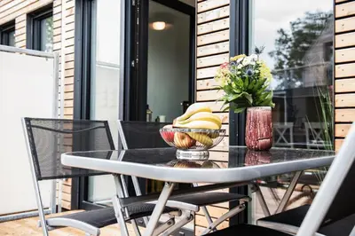 Ein Balkon oder eine Terrasse in der Unterkunft Strandnest