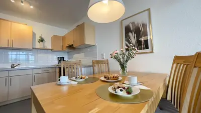 Küche/Küchenzeile in der Unterkunft Ferienwohnung Nordseebrandung A1.4