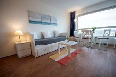 Ein Sitzbereich in der Unterkunft Strandnahe Ferienwohnung FB08.05 mit Meerblick